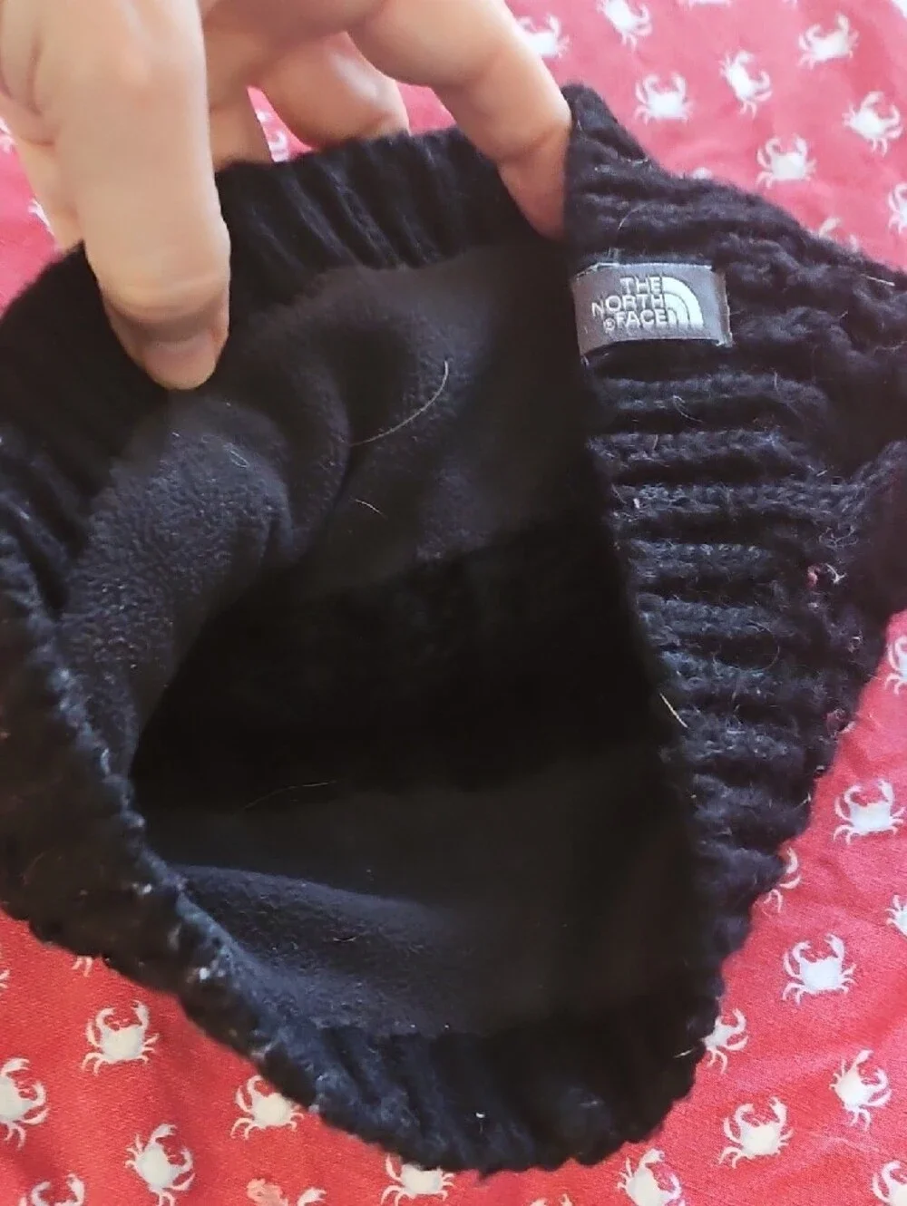 The North Face Black Cable-Knit Fold-Over Beanie